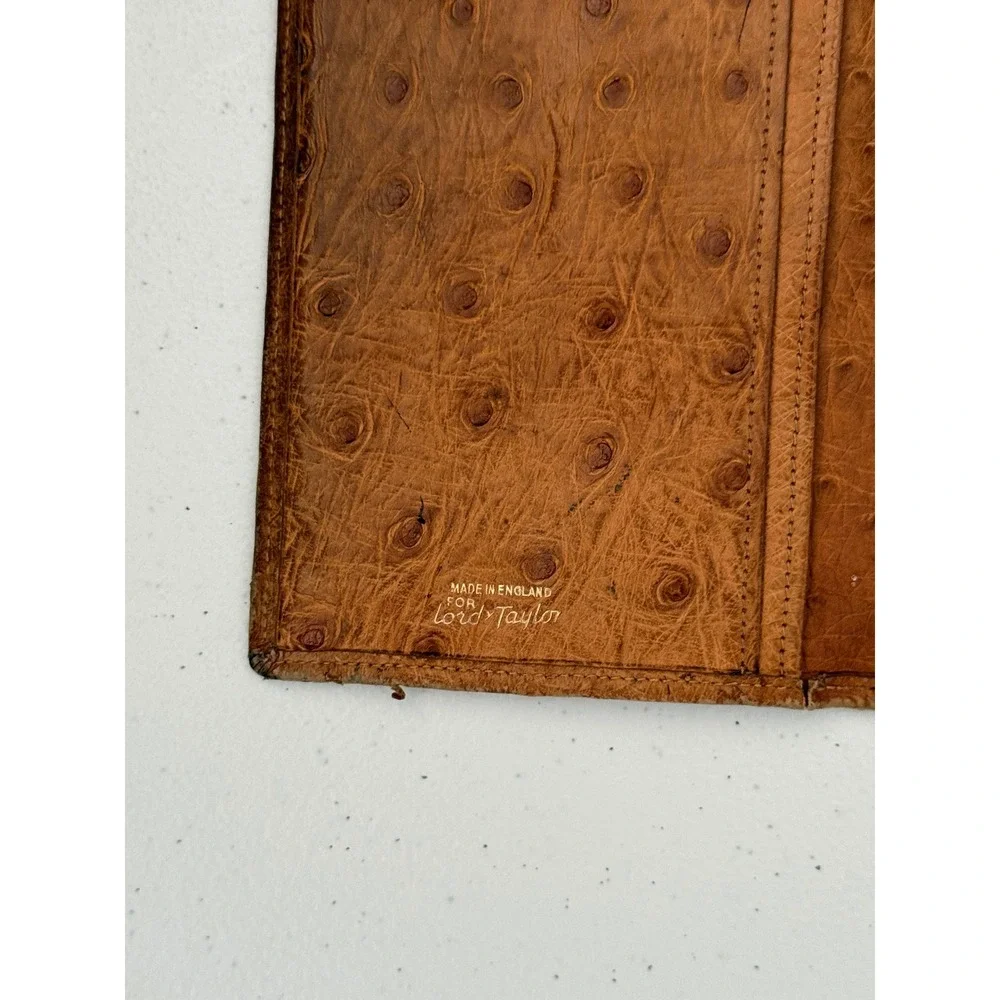 Vintage Lord & Taylor Ostrich Leather Checkbook Cover Wallet Made in England